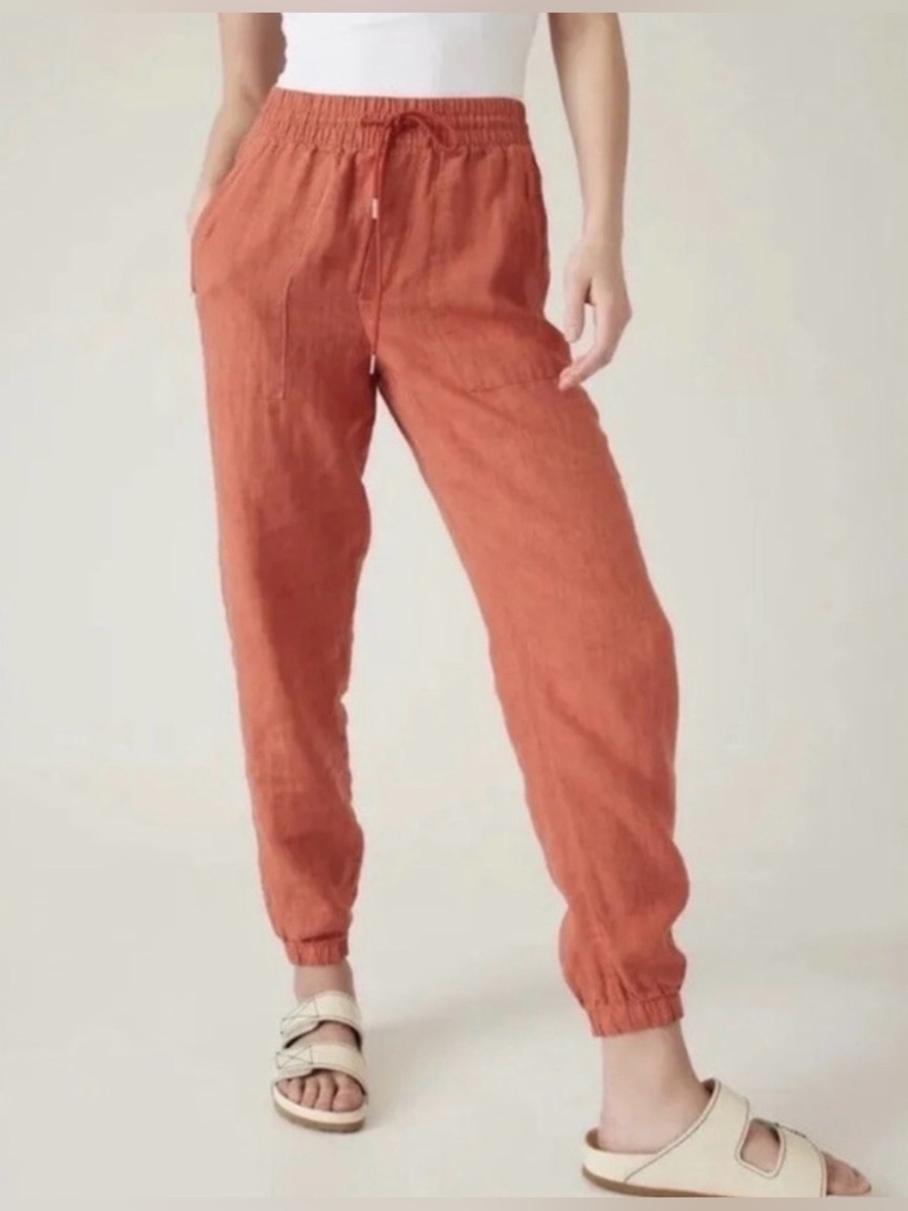 Athleta retreat linen jogger soft persimmon size 6